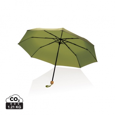 Logo trade business gifts image of: 20.5" Impact AWARE™ RPET 190T Pongee bamboo mini umbrella