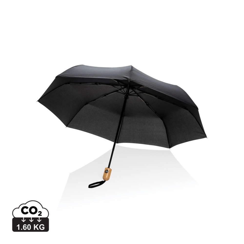 Logotrade promotional giveaway image of: 21" Impact AWARE™ RPET 190T bamboo auto open/close umbrella