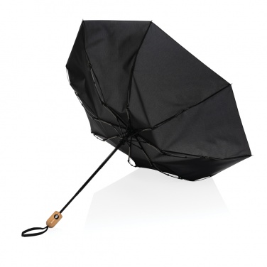 Logo trade advertising product photo of: 21" Impact AWARE™ RPET 190T bamboo auto open/close umbrella