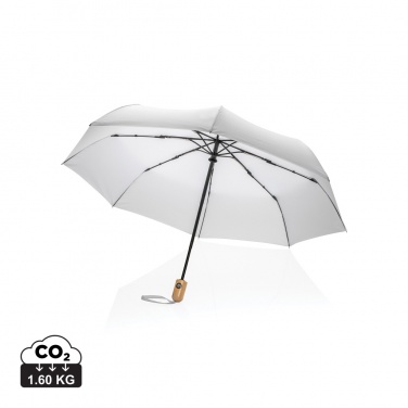 Logo trade promotional merchandise picture of: 21" Impact AWARE™ RPET 190T bamboo auto open/close umbrella