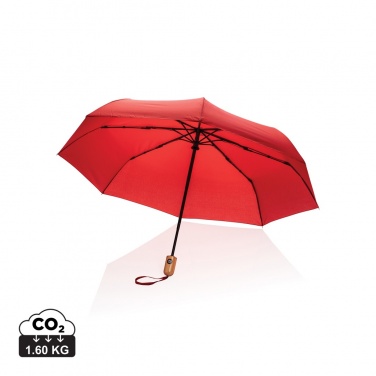 Logo trade promotional giveaway photo of: 21" Impact AWARE™ RPET 190T bamboo auto open/close umbrella