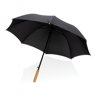 Logo trade corporate gift photo of: 23" Impact AWARE™ RPET 190T auto open bamboo umbrella