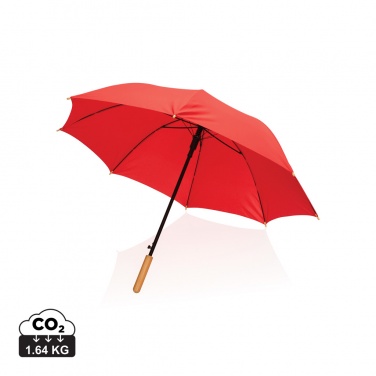 Logo trade promotional giveaways image of: 23" Impact AWARE™ RPET 190T auto open bamboo umbrella