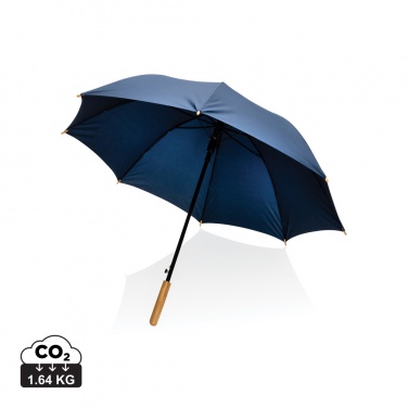 Logo trade advertising product photo of: 23" Impact AWARE™ RPET 190T auto open bamboo umbrella