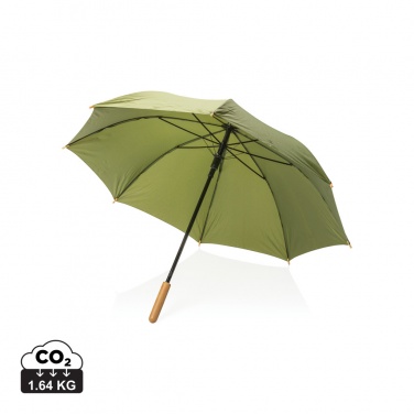 Logo trade corporate gifts image of: 23" Impact AWARE™ RPET 190T auto open bamboo umbrella