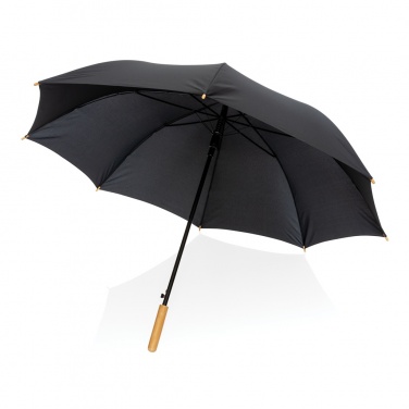 Logo trade promotional merchandise photo of: 27" Impact AWARE™ RPET 190T auto open bamboo umbrella