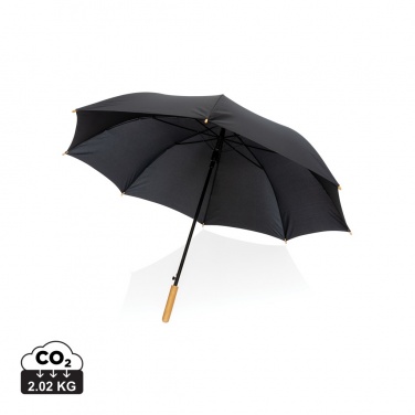 Logotrade promotional gift image of: 27" Impact AWARE™ RPET 190T auto open bamboo umbrella