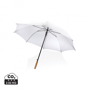 Logotrade promotional gift image of: 27" Impact AWARE™ RPET 190T auto open bamboo umbrella