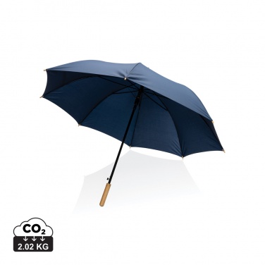 Logo trade corporate gifts image of: 27" Impact AWARE™ RPET 190T auto open bamboo umbrella