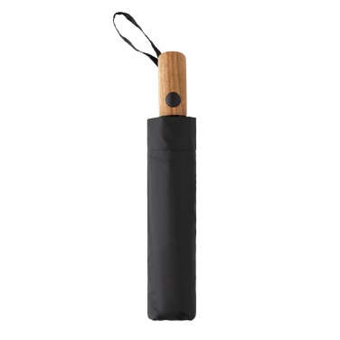 Logo trade promotional gifts image of: Kaycey 21" AWARE™ RPET Acacia wood mini auto open umbrella