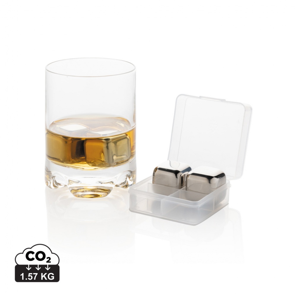 Logo trade promotional merchandise photo of: Re-usable stainless steel ice cubes 4pc