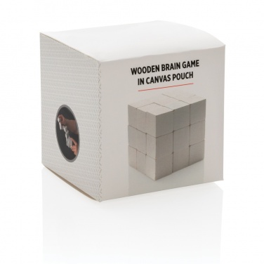 Logo trade promotional gifts image of: Wooden brain game in canvas pouch