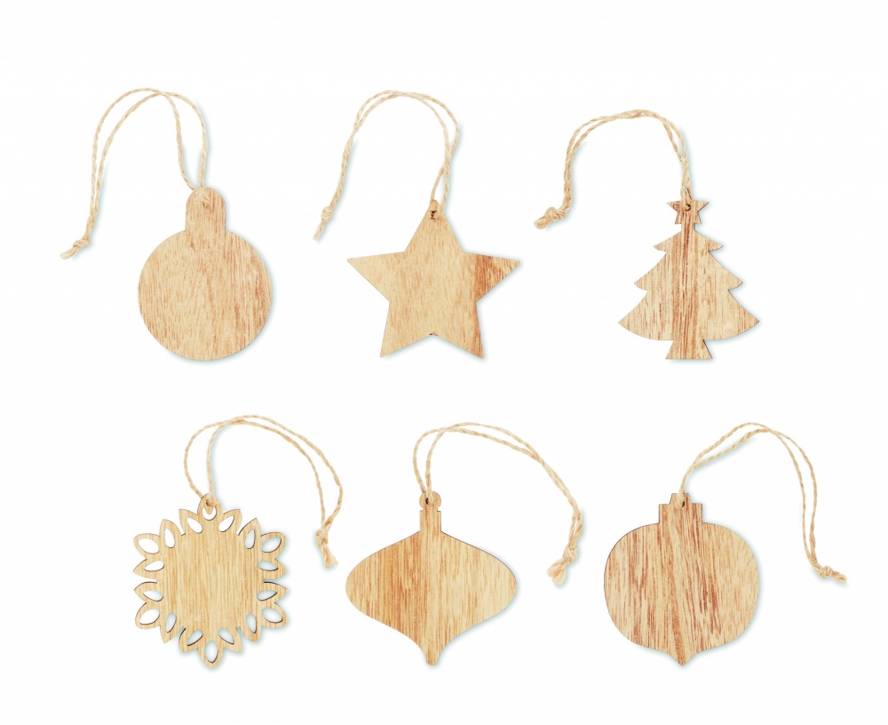 Logotrade promotional product image of: Set of wooden Xmas ornaments