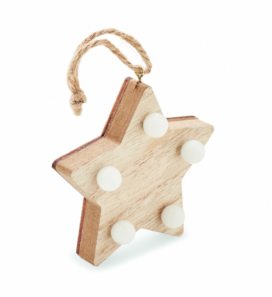 Logo trade promotional products image of: Wooden weed star with lights