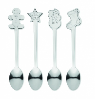 Logo trade promotional gifts image of: Set of 4 Christmas tea spoon