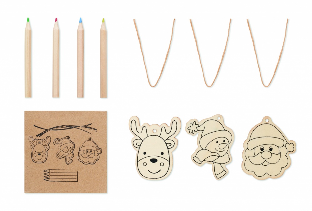 Logo trade promotional merchandise photo of: Drawing wooden ornaments set