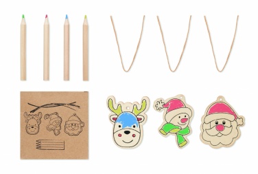 Logo trade promotional item photo of: Drawing wooden ornaments set