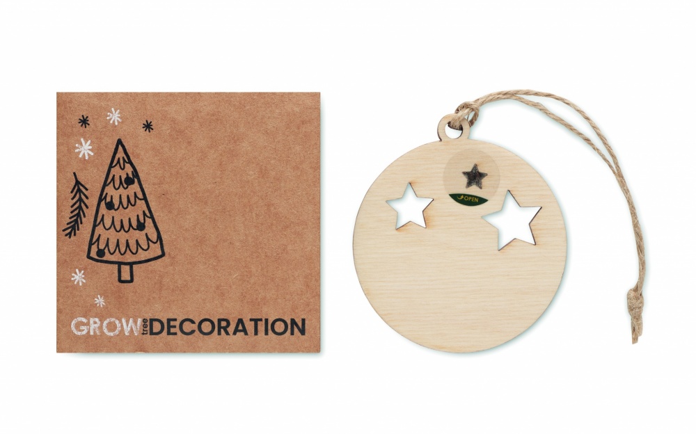 Logo trade promotional merchandise picture of: Wooden bauble shape hanger