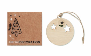 Logo trade promotional gift photo of: Wooden bauble shape hanger