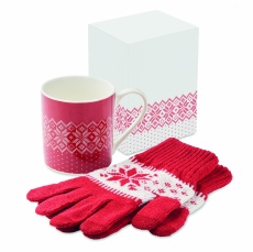 Winter gift mug and gloves set