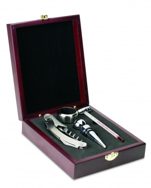 Logo trade corporate gifts image of: Classic wine set in wooden box