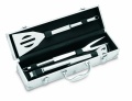 3 BBQ tools in aluminium case, Silver