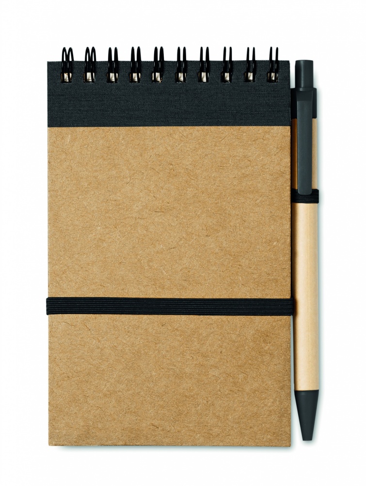 Logo trade promotional products image of: A6 recycled notepad with pen