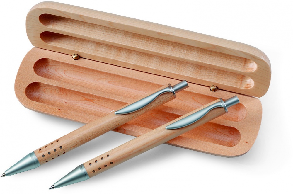 Logo trade corporate gift photo of: Pen gift set in wooden box