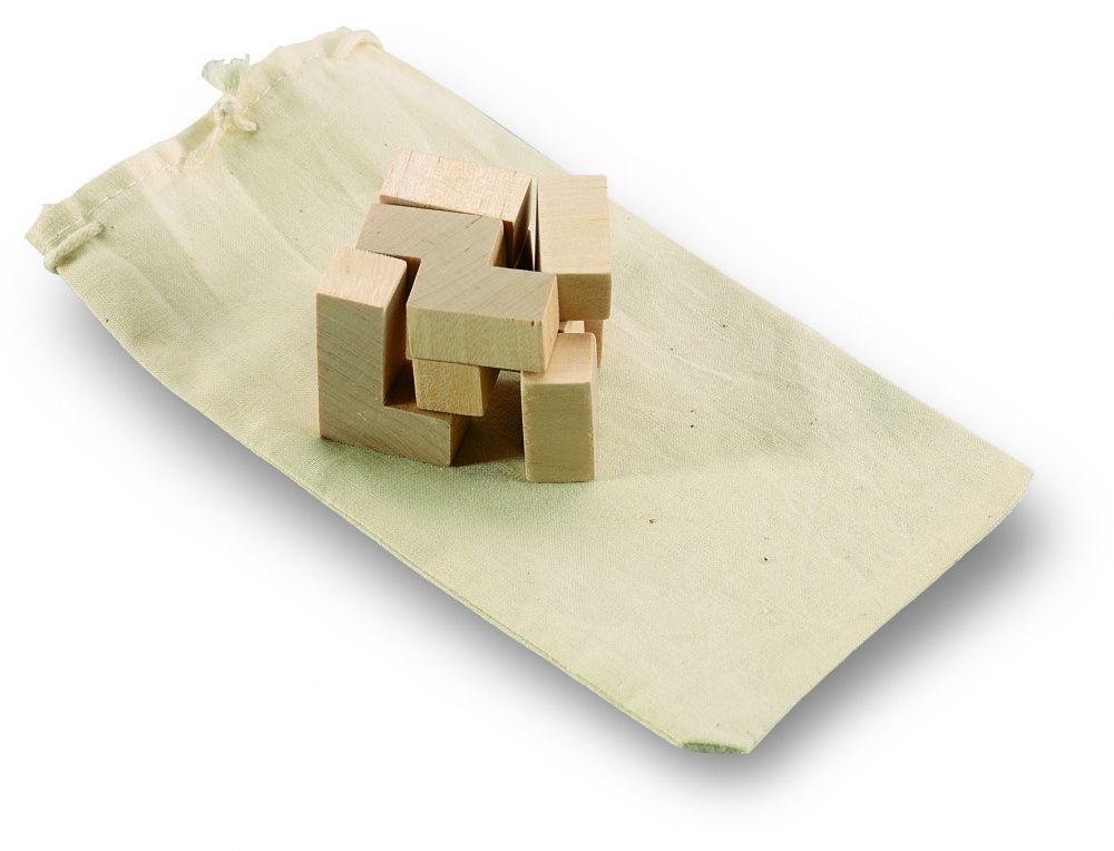 Logo trade promotional giveaways image of: Wooden puzzle in cotton pouch