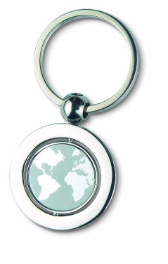 Logo trade corporate gifts image of: Globe metal key ring  WORLD