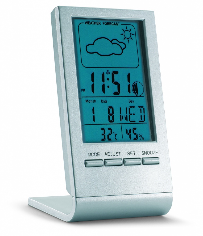 Logo trade advertising products image of: Weather station with blue LCD