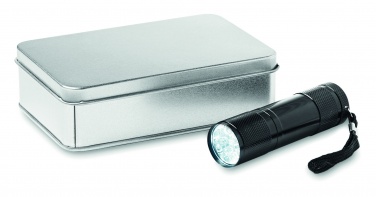 Logo trade corporate gift photo of: LED torch in tin box