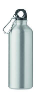 Logo trade promotional gift photo of: 500 ml single-walled water bottle made of recycled aluminum with a carabiner