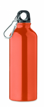 Logo trade promotional giveaway photo of: 500 ml single-walled water bottle made of recycled aluminum with a carabiner