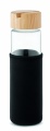 Glass bottle bamboo lid 600ml, Black