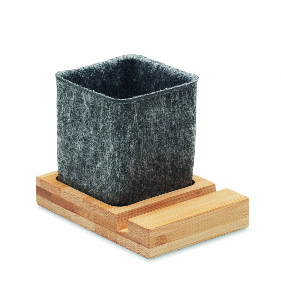 Logo trade advertising products image of: RPET felt pen pot phone stand