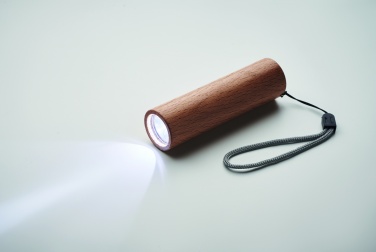 Logo trade promotional merchandise picture of: Beech wood rechargeable torch