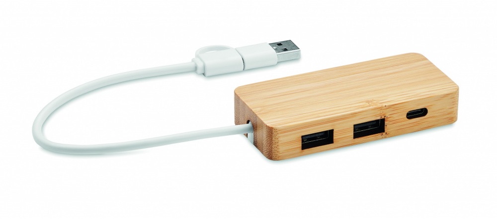 Logotrade promotional item picture of: Bamboo USB 3 ports hub