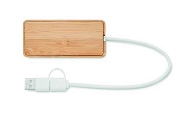 Logo trade advertising products image of: Bamboo USB 3 ports hub