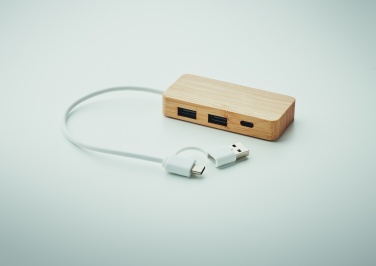 Logo trade promotional item photo of: Bamboo USB 3 ports hub