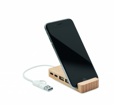 Logo trade promotional item photo of: Bamboo USB 4 ports hub