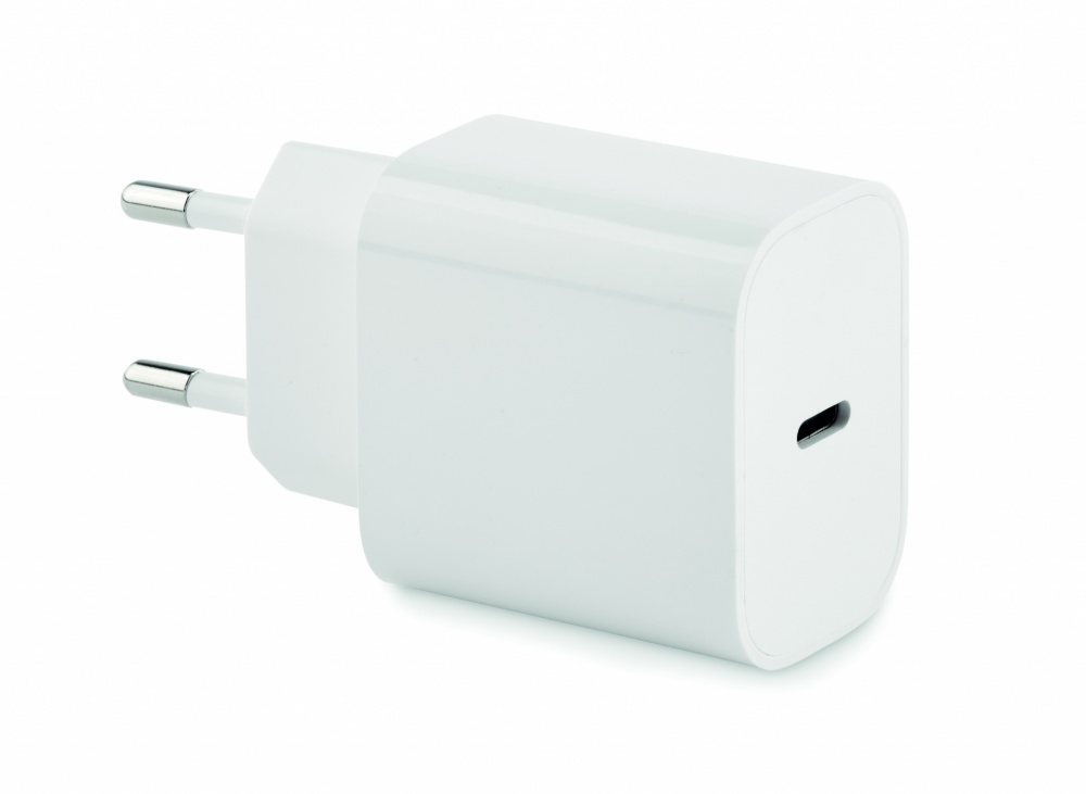 Logotrade promotional item image of: 20W 2 port USB charger EU plug