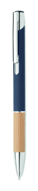 Logo trade promotional items image of: Ballpoint pen made of aluminum with a bamboo grip