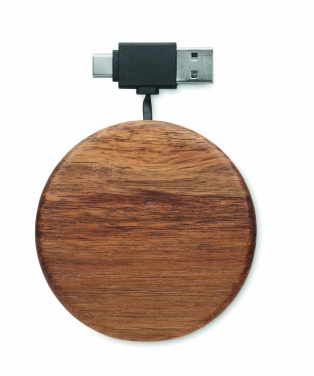 Logo trade promotional gift photo of: Wireless charger in acacia 15W