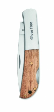 Logo trade promotional products image of: Foldable knife in acacia wood