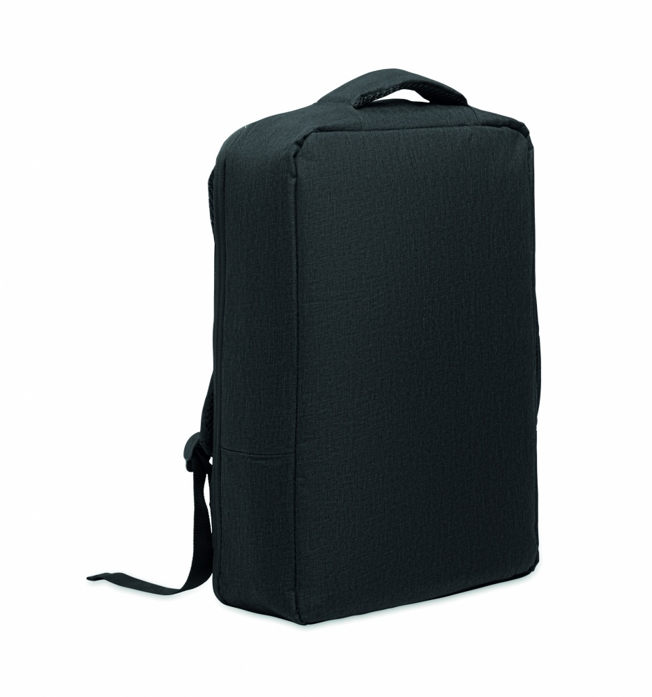 Logo trade promotional products image of: A safe 15-inch laptop backpack made of 300D RPET with a 210D RPET lining and customizable printing.