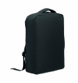 A safe 15-inch laptop backpack made of 300D RPET with a 210D RPET lining and customizable printing., Black