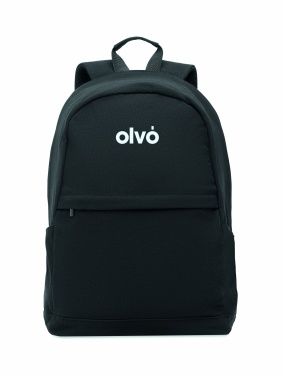 Logo trade promotional merchandise image of: A 15-inch laptop backpack made of recycled pre-consumer cotton and recycled polyester with customizable printing.