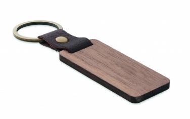 Logo trade promotional giveaways picture of: Key ring in walnut and PU Kokkola