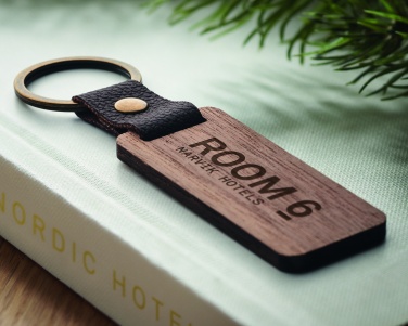 Logotrade promotional product picture of: Key ring in walnut and PU